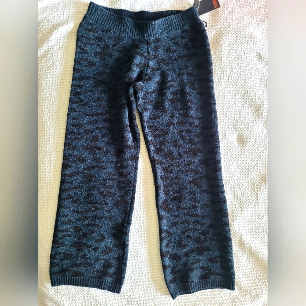 PJ SALVAGE Blue and Black Leopard Print Knit Pajama Pants